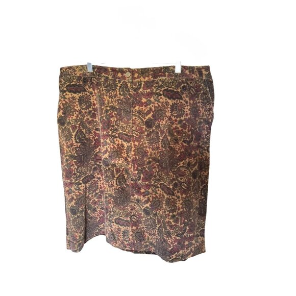 Charter Club Woman 18W Brown Floral Stretch Pencil Skirt - Picture 3 of 7